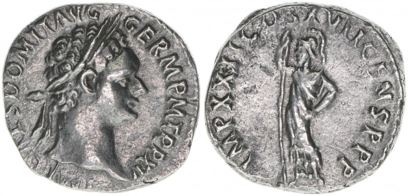 Domitianus 81-96
Römisches Reich - Kaiserzeit. Denar. Av. Kopf nach rechts IMP C...