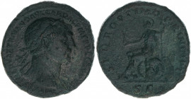 Traianus 98-117
Römisches Reich - Kaiserzeit. AE As. Av. Kopf nach rechts, Rv. Roma nach links sitzend SPQR OPTIMO PRINCIPI SC
Rom
10,24g
RIC 489, C 3...