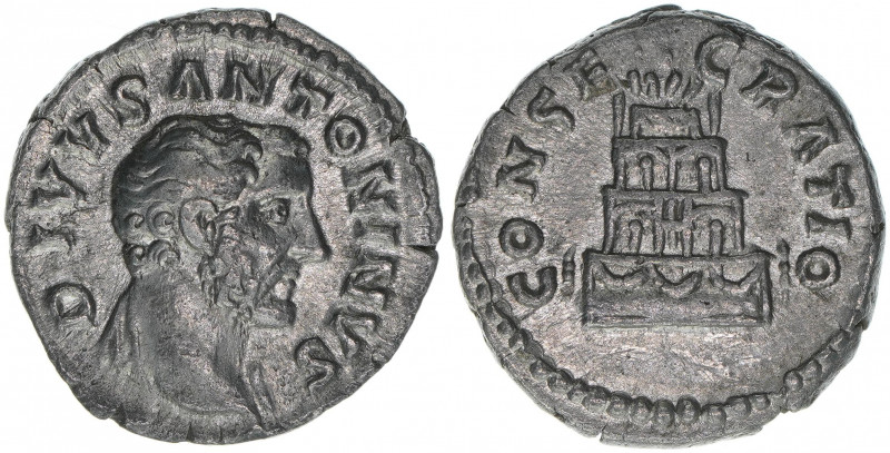 Antoninus Pius 138-161
Römisches Reich - Kaiserzeit. Denar, 161. Av. Kopf nach r...