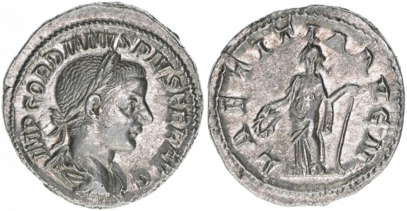 Gordianus III. Pius 238-244
Römisches Reich - Kaiserzeit. Denar. Av. Kopf nach r...
