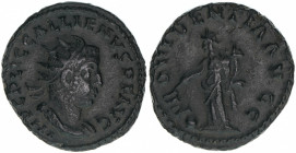 Gallienus 259-268
Römisches Reich - Kaiserzeit. Antoninian. Av. Kopf nach rechts IMP C P LIC GALLIENVS P F AVG Rv. PROVIDENTIA AVGG
3,27g
Kampmann 90....