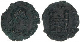 Flavius Victor 387-388
Römisches Reich - Kaiserzeit. Kleinbronze. Lagertor - SPES ROMANORVM - sehr selten!
Aquileia
0,92g
Kankelfitz 2
vz-