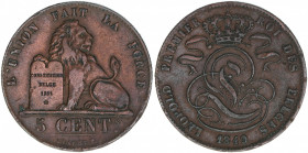 5 Centimes, 1849
Belgien. 9,96g. Khant/Schön 3
ss