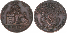 5 Centimes, 1850
Belgien. 9,68g. Khant/Schön 3
ss+