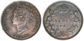 Queen Victoria
Canada. 5 Cents, 1901. 1,14g
Khant/Schön 2
ss+