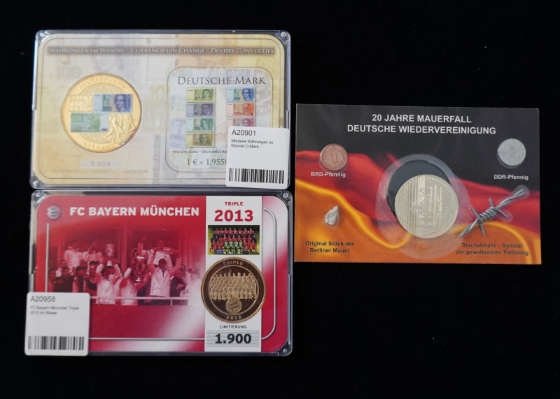 Medaillen
Deutschland. FC Bayern München Triple 2013, Währungen im Wandel DM, 20...