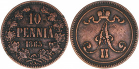 10 Penniä, 1865
Finnland. 12,77g. Khant-Schön 3
ss