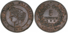 5 Centimes, 1877 A
Frankreich. 5,06g. Khant/Schön 121
ss/vz