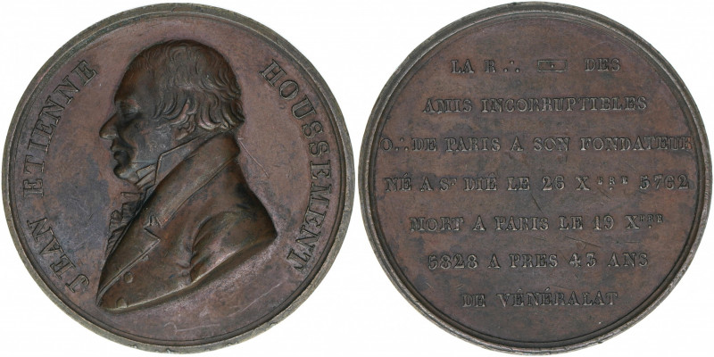 Jean Etienne Houssement 1762-1828
Frankreich. Bronzemedaille, ohne Jahr. Médaill...