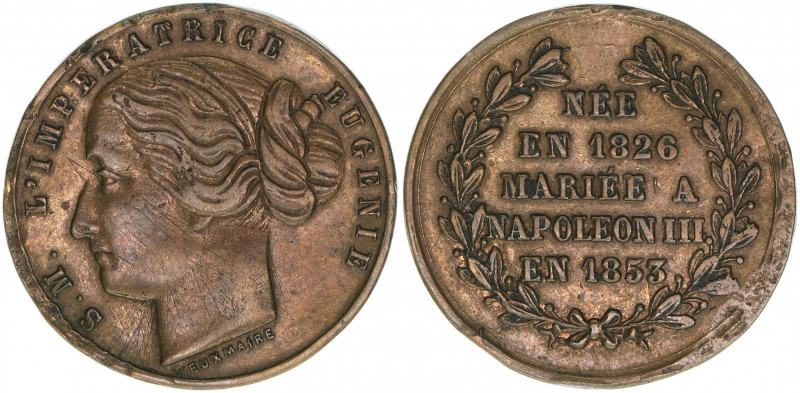 Napoleon III.
Frankreich. Medaille, 1853. aus Anlass der Vermählung mit Eugenie ...