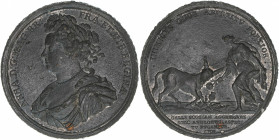 Königin Anna
Großbritannien. Zinnmedaille, 1708. auf die versuchte Invasion in Schottland während des spanischen Erbfolgekrieges. Brustbild nach links...