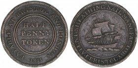Manufactur Bristol
Großbritannien. Half Penny Token, 1811. 9,06g
ss