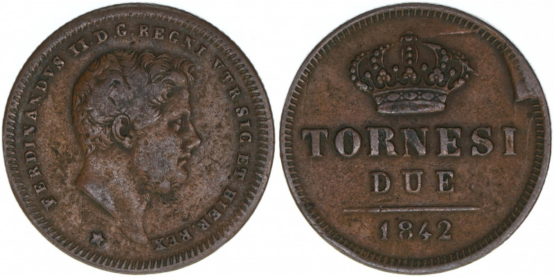 Ferdinand II. 1830-1859
Italien, Königreich Neapel und Sizilien. 2 Tornesi, 1842...