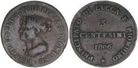 Lucca
Italien. 3 Centesimi, 1806. 6,12g
Khant/Schön 1
ss-