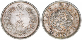 Tenno Mutsuhito 1868-1912
Japan. 10 Sen. 2,67g
Khant/Schön 53
ss