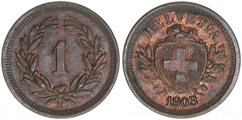 Eidgenossenschaft
Schweiz. 1 Rappen, 1903. 1,90g
ss/vz