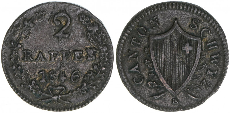 Schwyz
Schweiz. 2 Rappen, 1846. 1,06g
ss