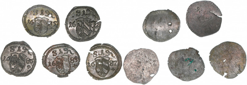 Reichsstadt Nürnberg
Altdeutschland. Lot mit 5 Pfennigen. 1682, 1683, 1685, 1686...