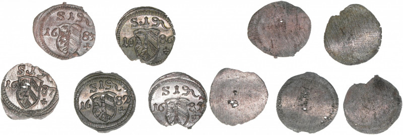 Reichsstadt Nürnberg
Altdeutschland. Lot mit 5 Pfennigen. 1682, 1683, 1685, 1686...
