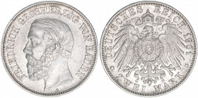 Grossherzog Friedrich
Baden. 2 Mark, 1901 G. 11,14g
AKS 154
ss/vz