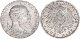 Grossherzog Friedrich
Baden. 2 Mark, 1902 G. 11,13g
AKS 157
ss/vz
