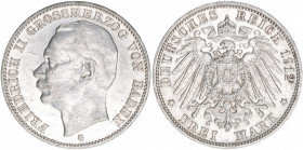 Friedrich II. 1907-1918
Baden. 3 Mark, 1912 G. 16,71g
J.39
ss