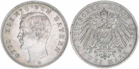Otto 1886-1913
Bayern. 2 Mark, 1891 D. 11,08g
AKS 204
ss