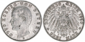 Otto 1886-1913
Bayern. 3 Mark, 1910 D. 16,71g
AKS 202
ss