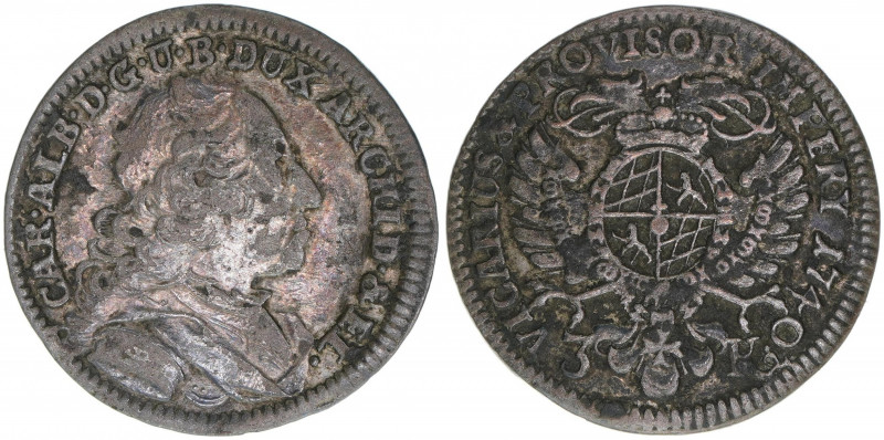 Karl Albrecht 1726-1742
Bayern. 3 Kreuzer, 1740. Vikariatsprägung
1,54g
Schön 60...