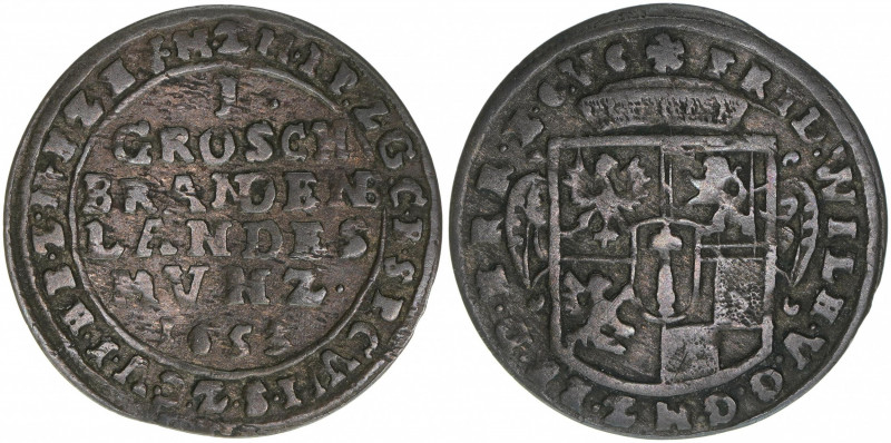 Friedrich Wilhelm 1640-1688
Brandenburg. Groschen, 1653. Berlin
1,69g
Bahrfeldt ...
