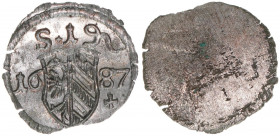 Pfennig, 1687
Reichsstadt Nürnberg. 0,27g. Kellner 335
vz