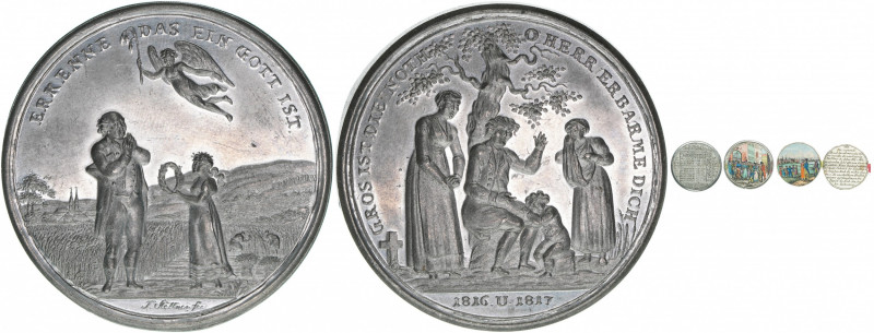 Hungersnot 1816/1817
Reichsstadt Nürnberg. Steckmedaille, 1817. Zinn mit Einlage...