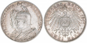 Wilhelm II. 1888-1918
Preussen. 2 Mark, 1901. anlässlich des 200jährigen Bestehens des Königreiches
11,12g
AKS 136
vz