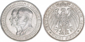 Wilhelm II. 1888-1918
Preussen. 3 Mark, 1911 A. anlässlich des 100jährigen Bestehens der Universität Breslau
16,70g
AKS 138
vz