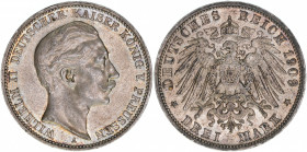 Wilhelm II. 1888-1918
Preussen. 3 Mark, 1909 A. 16,67g
AKS 134
ss/vz