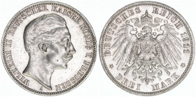 Wilhelm II. 1888-1918
Preussen. 3 Mark, 1911 A. 16,69g
AKS 134
vz-