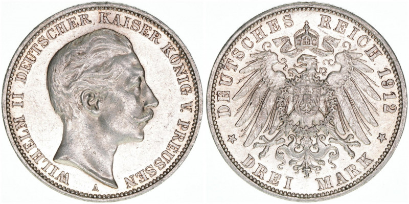 Wilhelm II. 1888-1918
Preussen. 3 Mark, 1912 A. 16,67g
AKS 131
vz