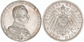 Wilhelm II. 1888-1918
Preussen. 3 Mark, 1913 A. anlässlich des 25jährigen Regierungsjubiläums
16,72g
AKS 141
vz