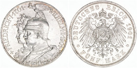 Wilhelm II. 1888-1918
Preussen. 5 Mark, 1901 A. anlässlich des 200jährigen Bestehens des Königreiches
27,85g
AKS 135
ss/vz