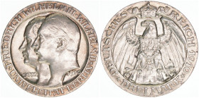 Wilhelm II. 1888-1918
Preussen. 3 Mark, 1910 A. anlässlich der Jahrhundertfeier der Universität Berlin
16,69g
J.107
vz-