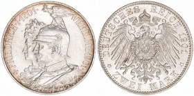 Wilhelm II. 1888-1918
Preussen. 2 Mark, 1901 A. anlässlich des 200jährigen Bestehens des Königreiches
11,12g
AKS 136
vz-