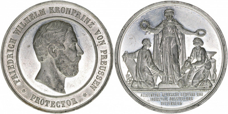 Kronprinz Friedrich Wilhelm
Preussen-Sachsen-Wittenberg. Zinnmedaille, 1869. auf...