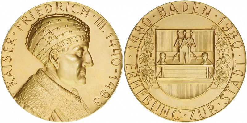 Friedrich III. 1440-1493
Medaille, 1980. aus Anlass der Erhebung von Baden zur S...