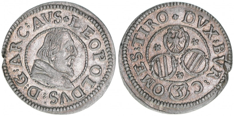 Erzherzog Leopold V. 1618-1632
Groschen, ohne Jahr. Hall
1,49g
vz-