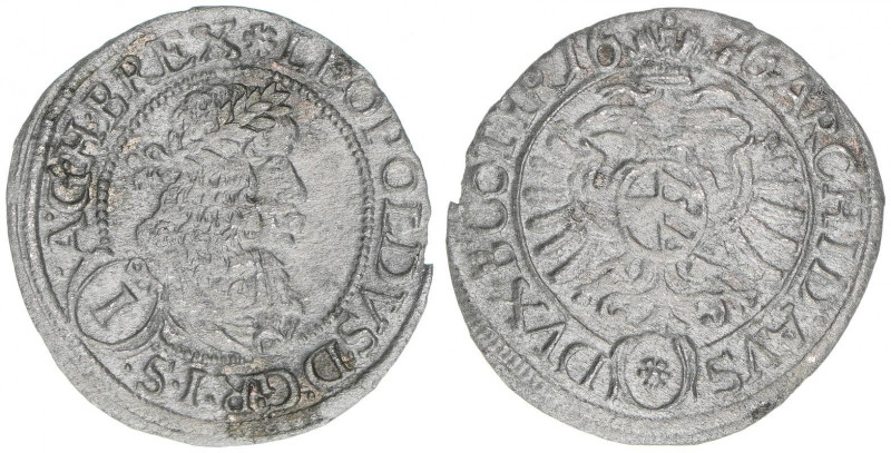 Leopold I. 1658-1705
1 Kreuzer, 1676. Wien
0,61g
ss