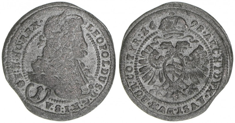 Leopold I. 1658-1705
1 Kreuzer, 1698. Wien
0,82g
Herinek 1661
ss