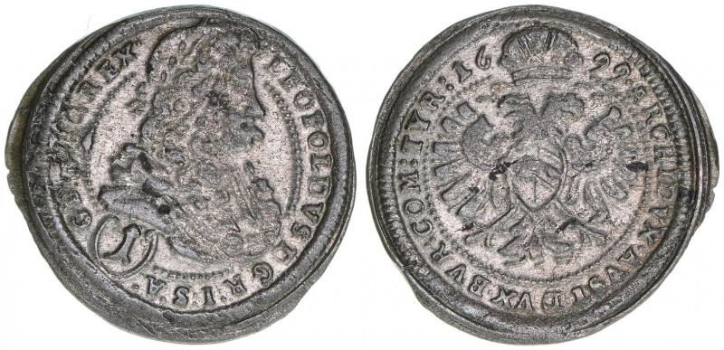 Leopold I. 1658-1705
1 Kreuzer, 1699. Wien
0,93g
Herinek 1793
ss