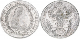 Maria Theresia 1740-1780
20 Kreuzer, 1780 EvS-IK. Prag
6,64g
Herinek 944
ss/vz