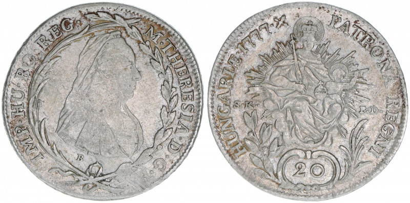 Maria Theresia 1740-1780
20 Kreuzer, 1777 B/ SK-PD. Kremnitz
6,58g
Herinek 1777
...