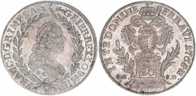 Franz I. Stephan 1745-1765
20 Kreuzer, 1765 BL / SK-PD. Kremnitz
6,64g
ANK 18
ss/vz